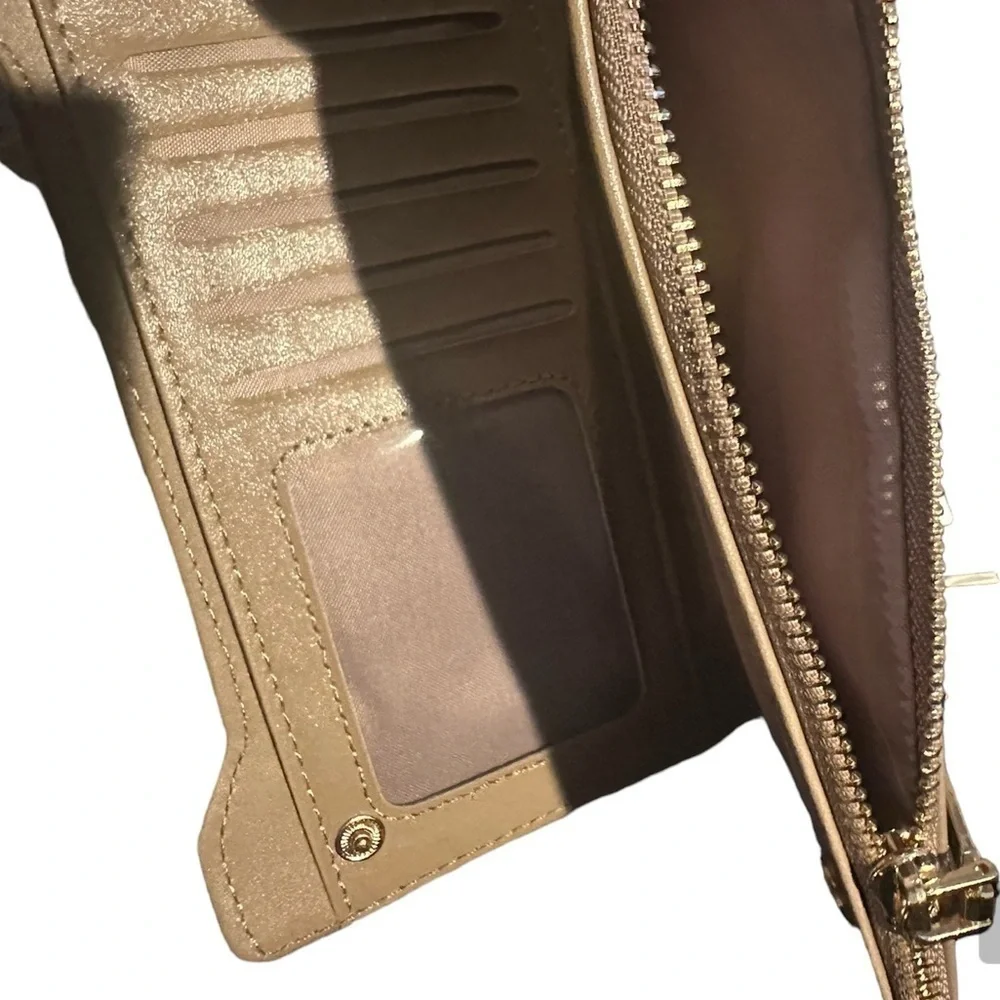 BADGLEY MISCHKA Quilted Long Card Wallet - Taupe MSRP-$59